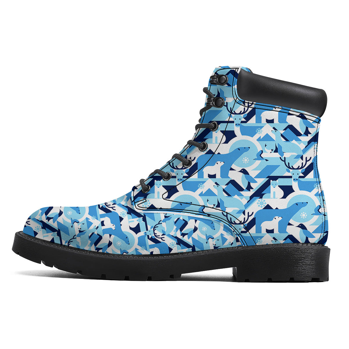 Blue Arctic Animals Print Pattern Boots-grizzshop