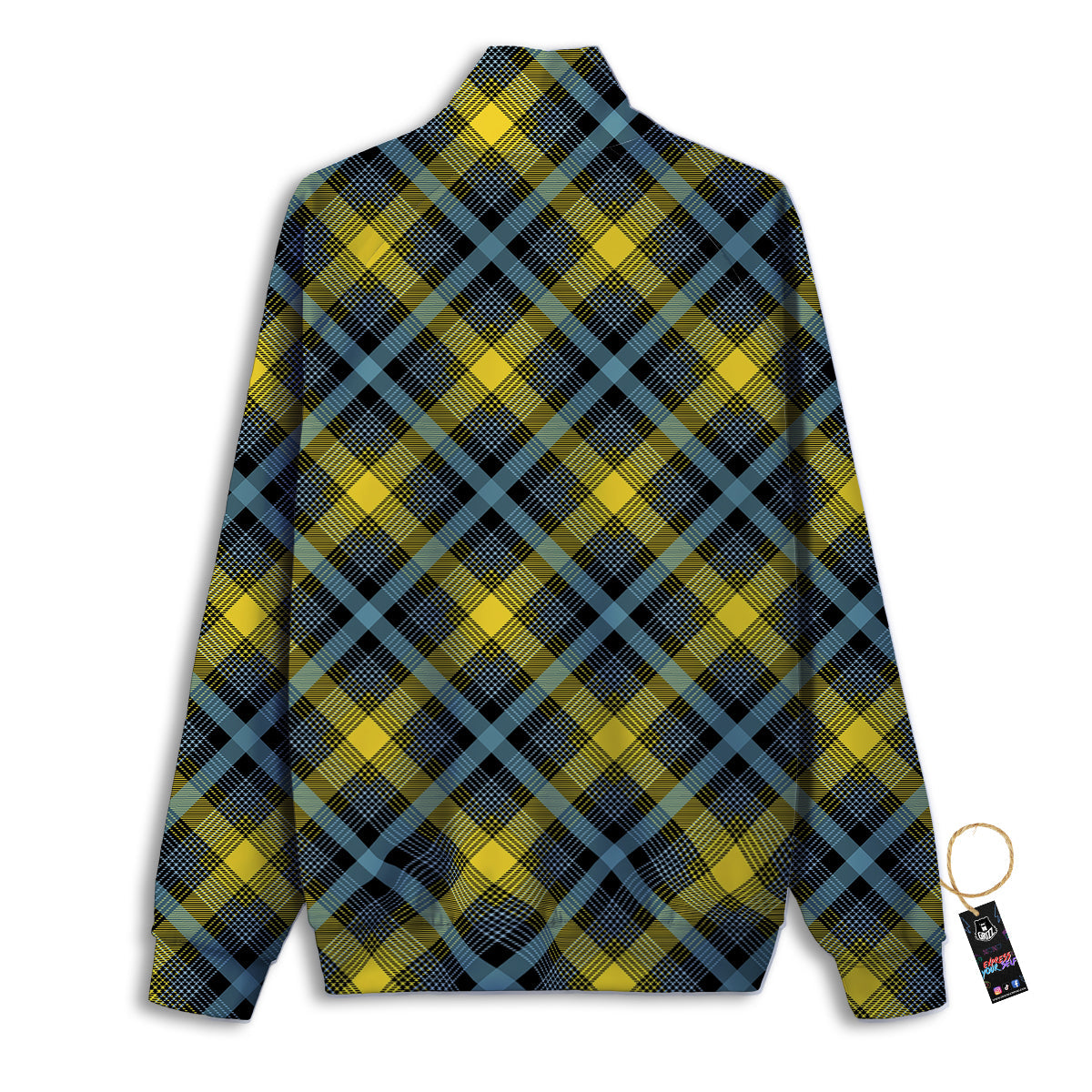 Blue Argyle And Black Yellow Print Pattern Track Jacket-grizzshop