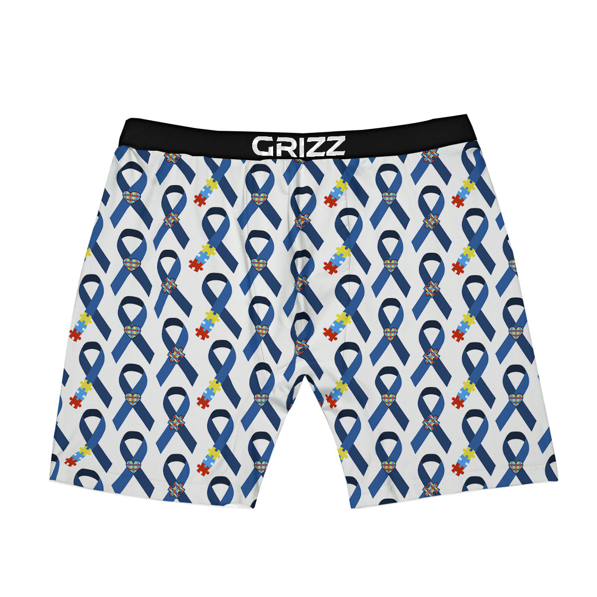 Blue Autism Awarenes Print Pattern Boxer Briefs-grizzshop
