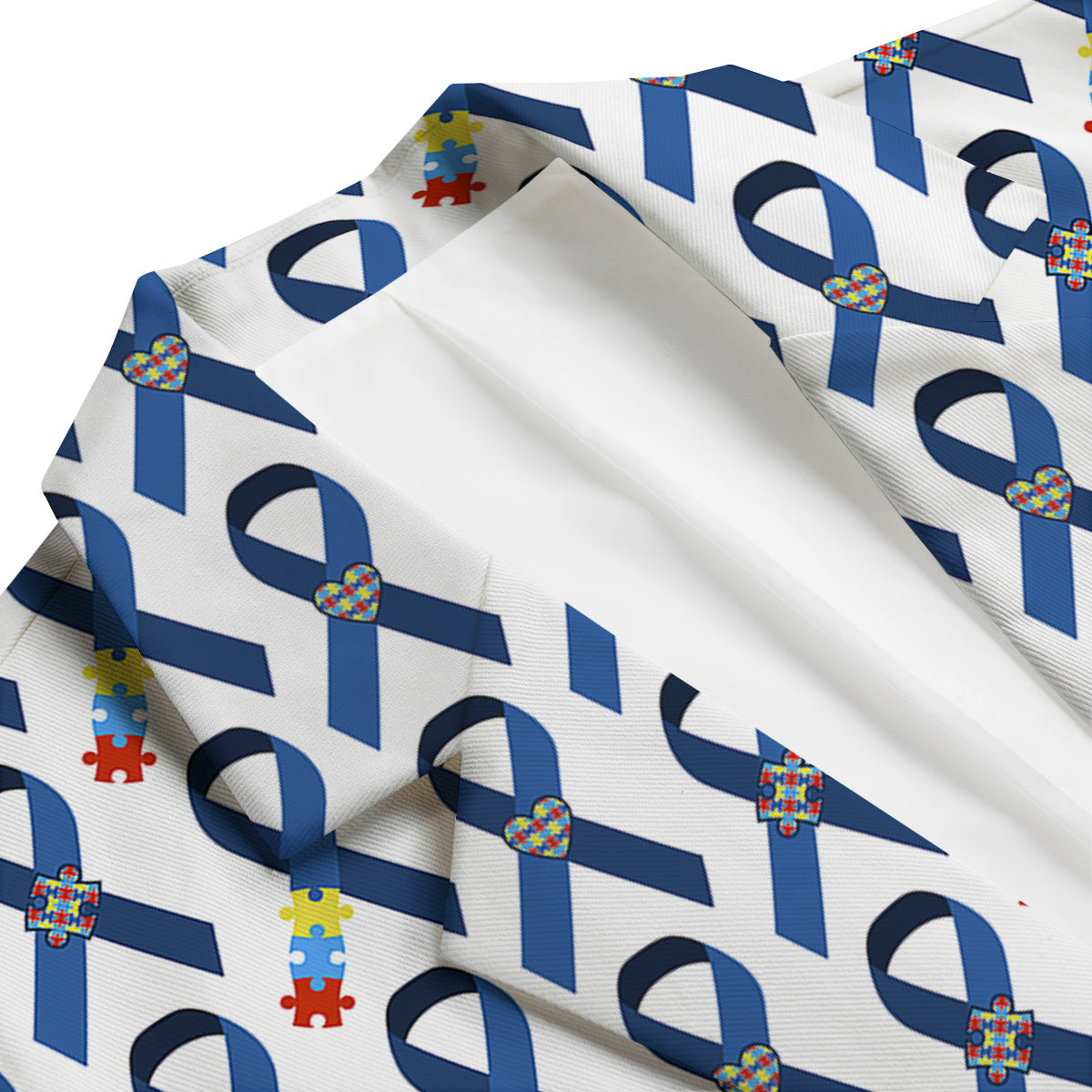 Blue Autism Awarenes Print Pattern Men's Blazer-grizzshop
