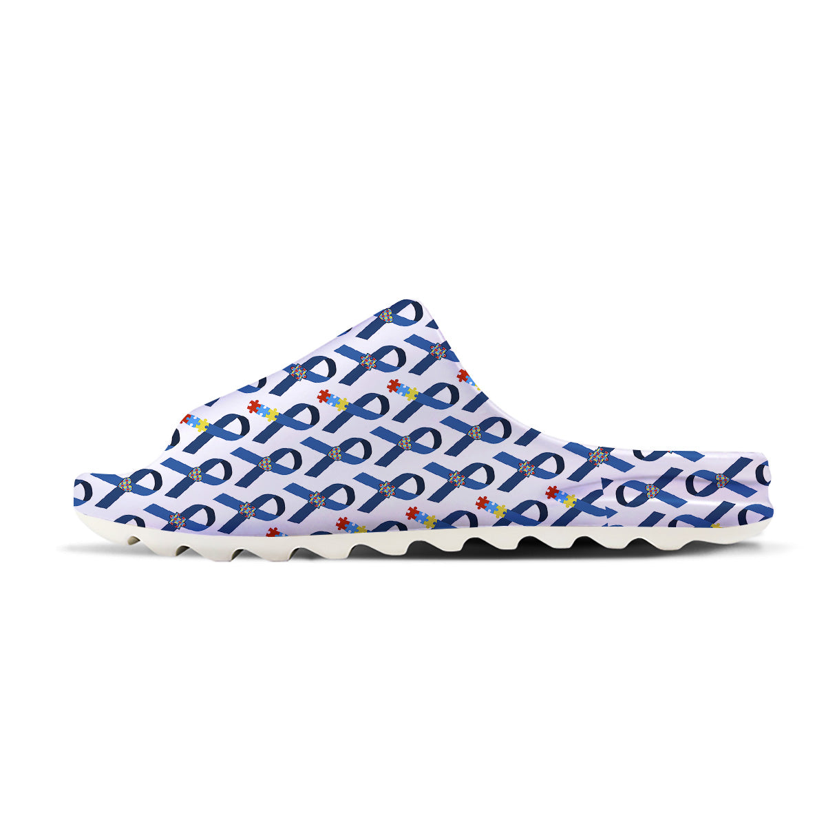 Blue Autism Awarenes Print Pattern Sandals-grizzshop