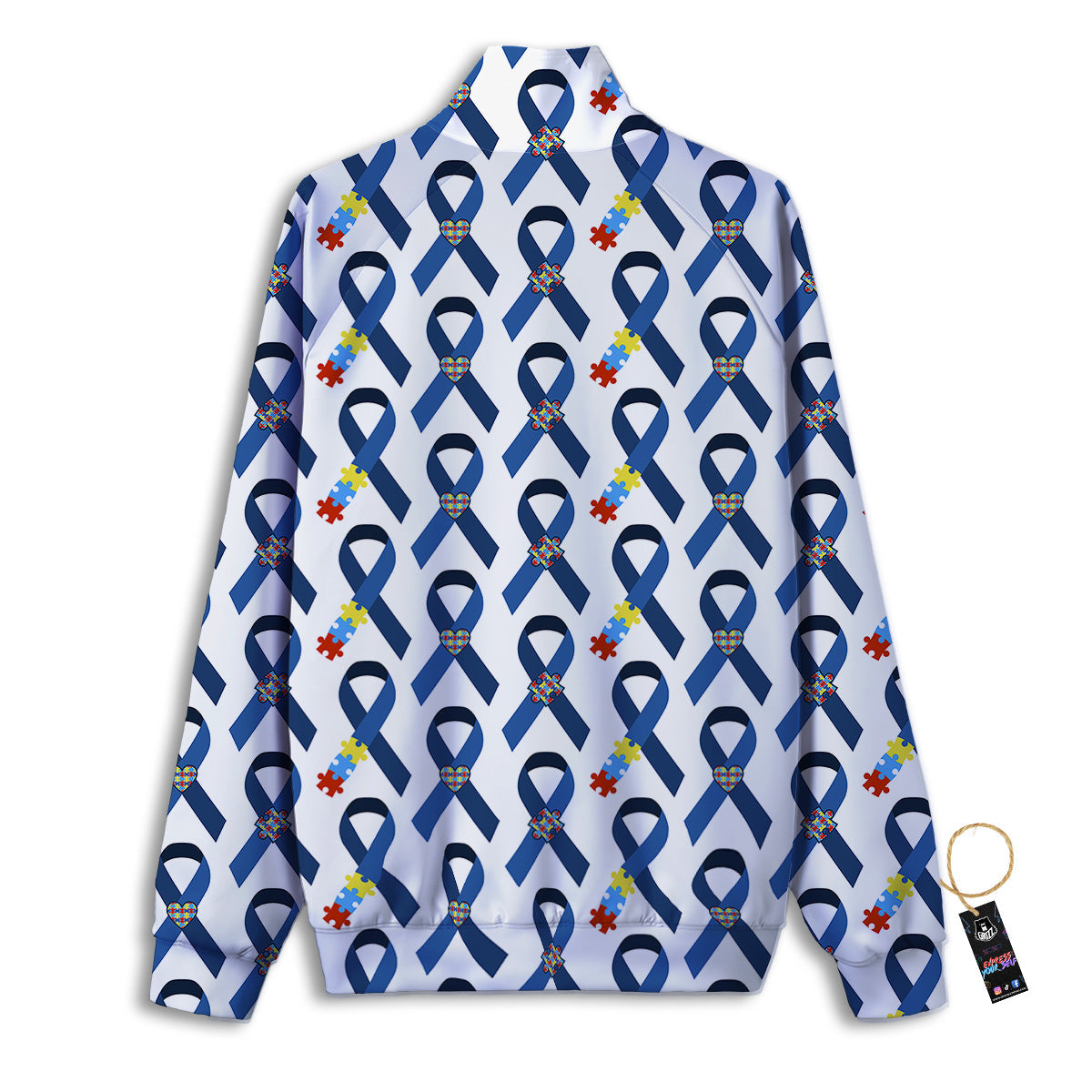 Blue Autism Awarenes Print Pattern Track Jacket-grizzshop
