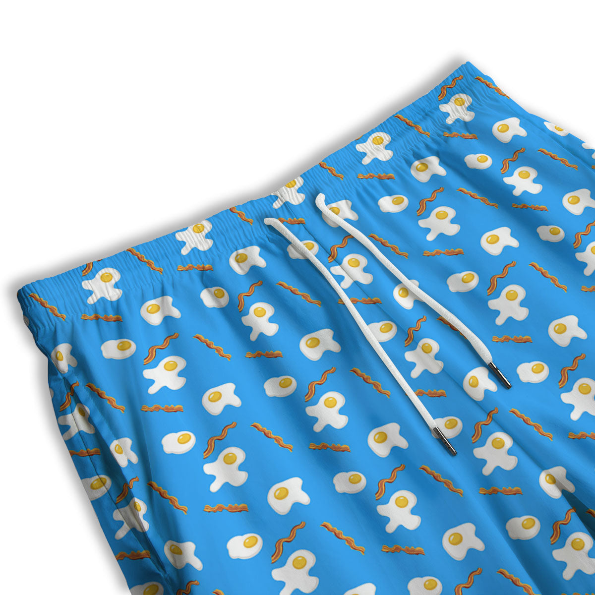 Blue Bacon And Fried Egg Print Pattern Men's Athletic Shorts-grizzshop