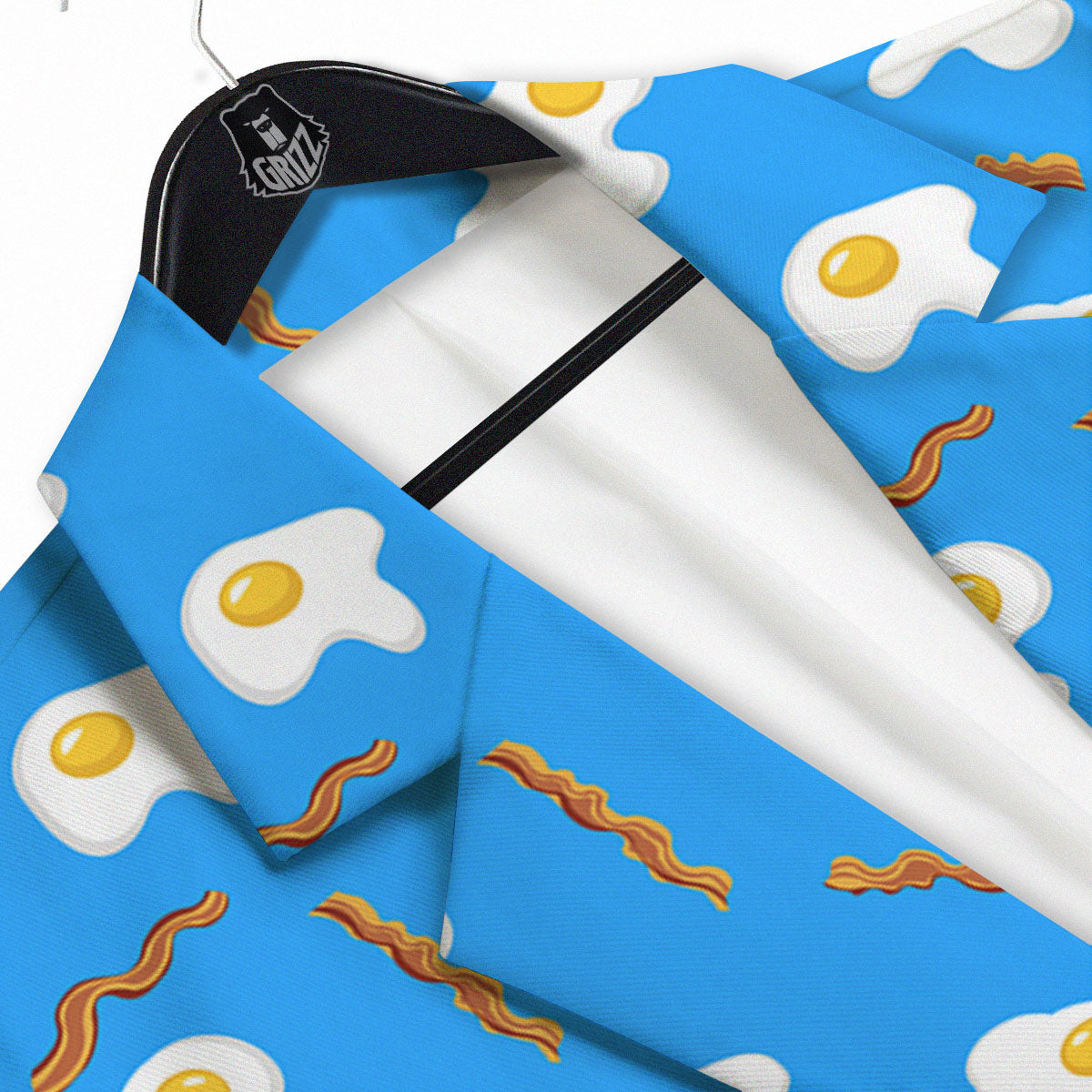 Blue Bacon And Fried Egg Print Pattern Men's Sport Coat-grizzshop