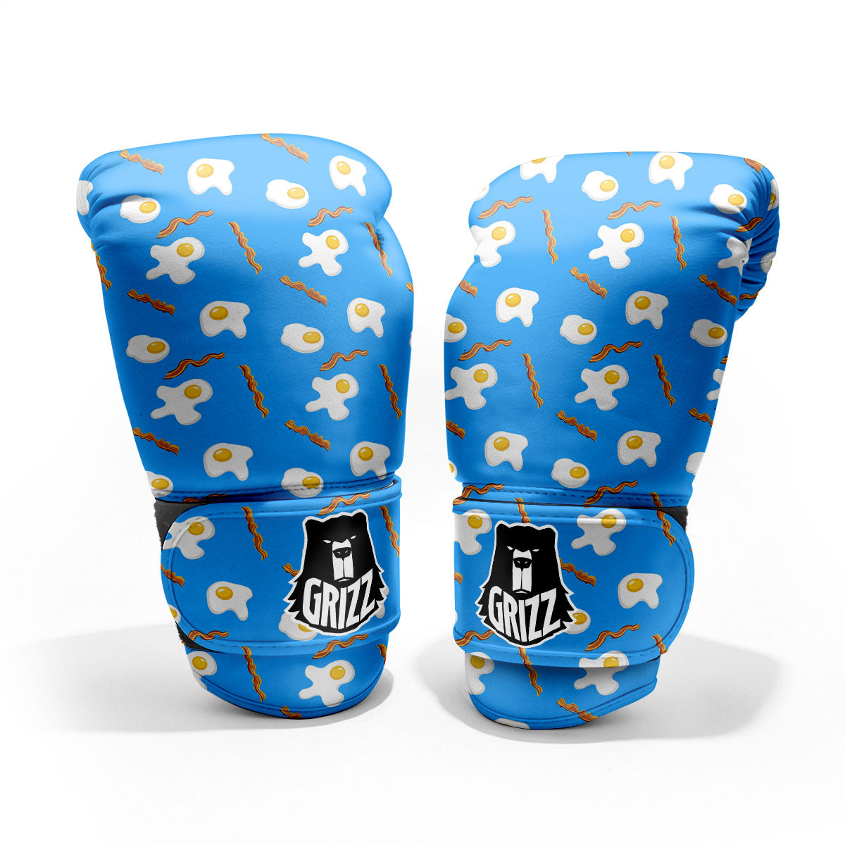 Blue Bacon And Fried Egg Print Pattern Pro Boxing Glove