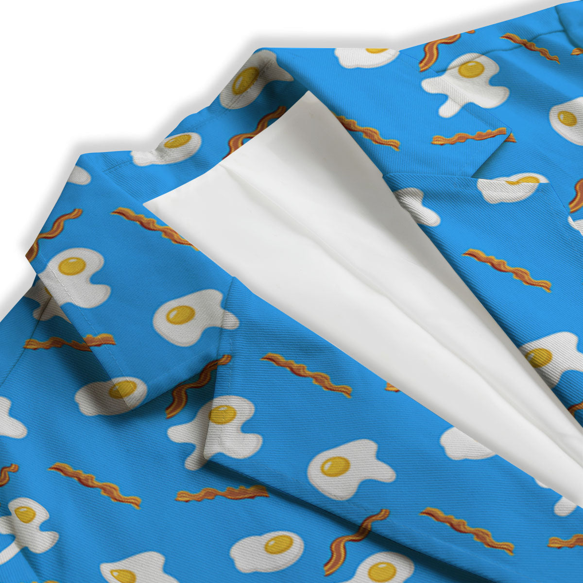 Blue Bacon And Fried Egg Print Pattern Women's Blazer-grizzshop