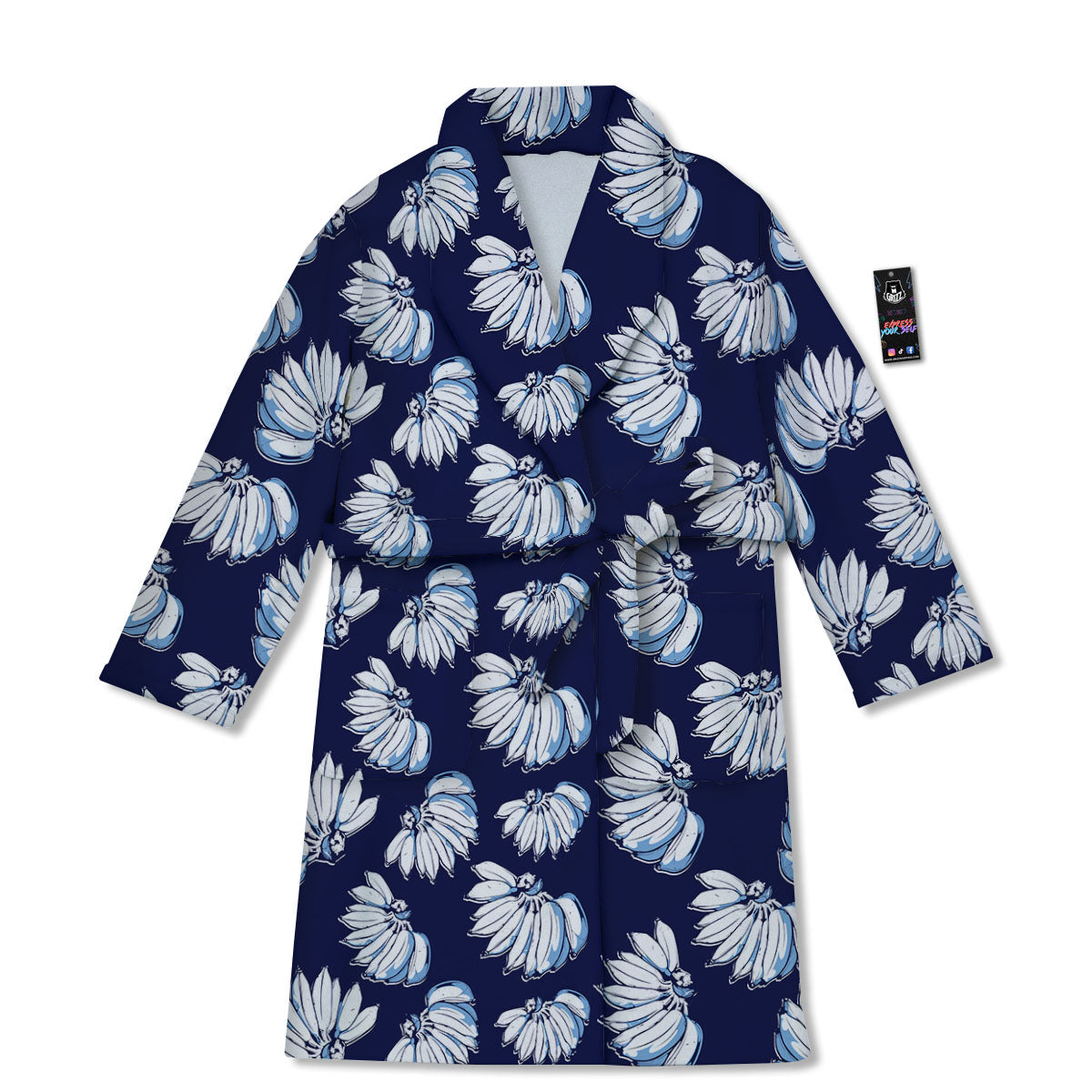 Blue Banana Retro Print Pattern Bathrobe-grizzshop