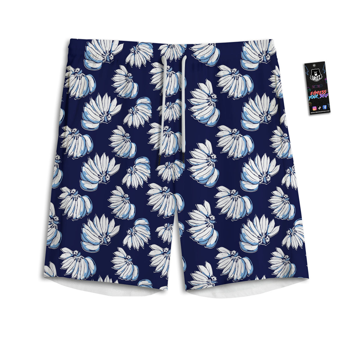Blue Banana Retro Print Pattern Men's Athletic Shorts