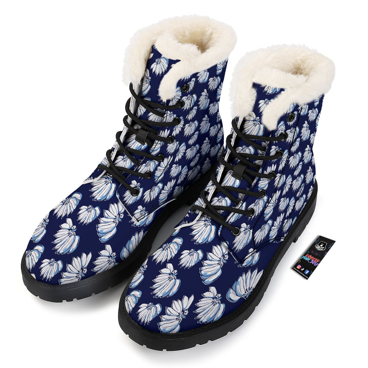 Blue Banana Retro Print Pattern Winter Boots-grizzshop