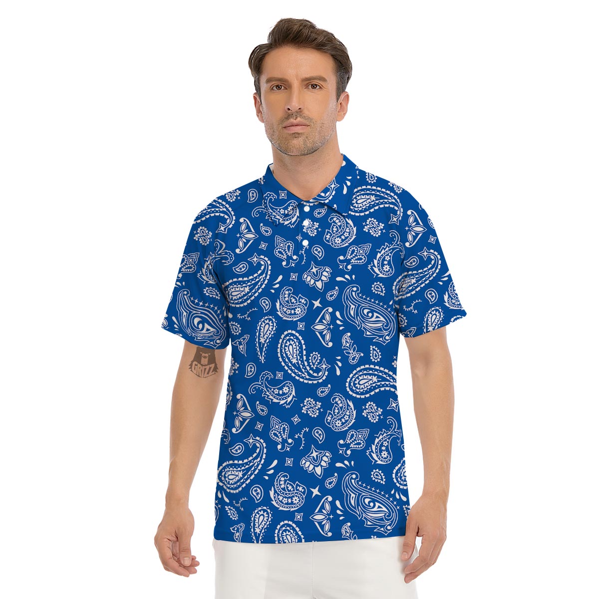Blue Bandana Men's Golf Shirts-grizzshop