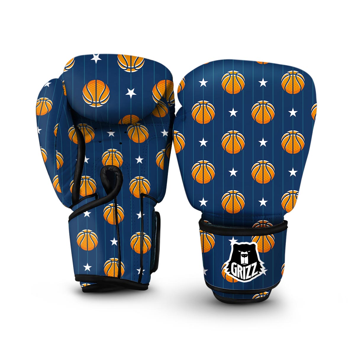 Blue Basketball Pattern Print Boxing Gloves-grizzshop