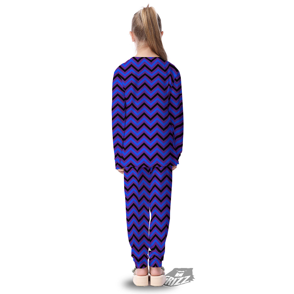 Blue Black And Purple Chevron Print Kid's Pajamas-grizzshop
