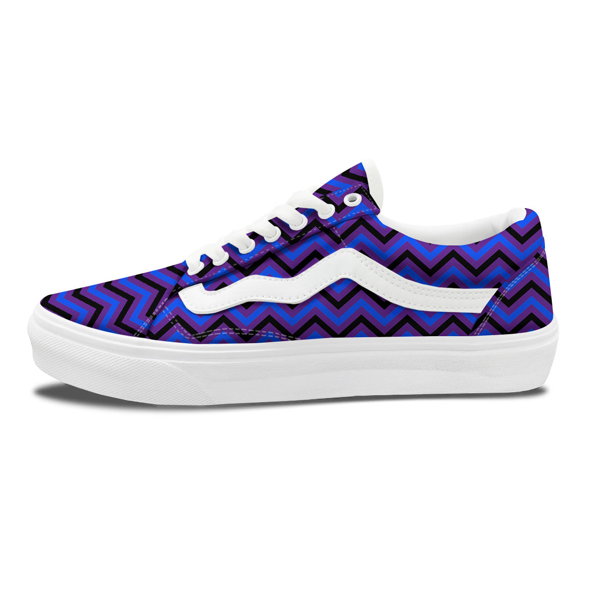Blue Black And Purple Chevron Print Skate Shoes-grizzshop
