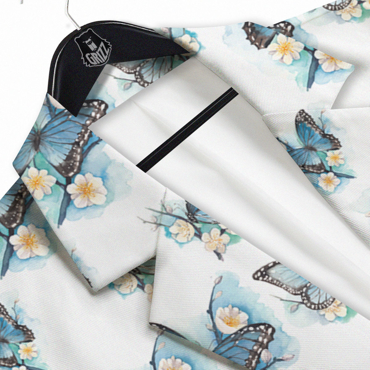 Blue Butterfly Blossom Print Pattern Men's Sport Coat-grizzshop