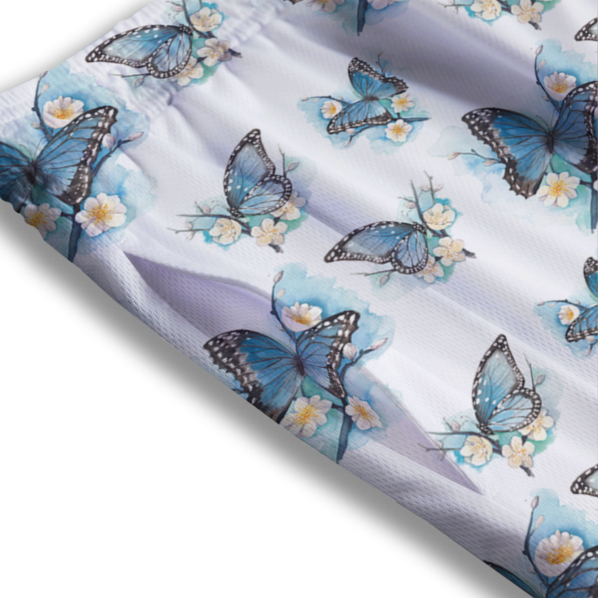 Blue Dark Kaleidoscope Print Mesh Shorts