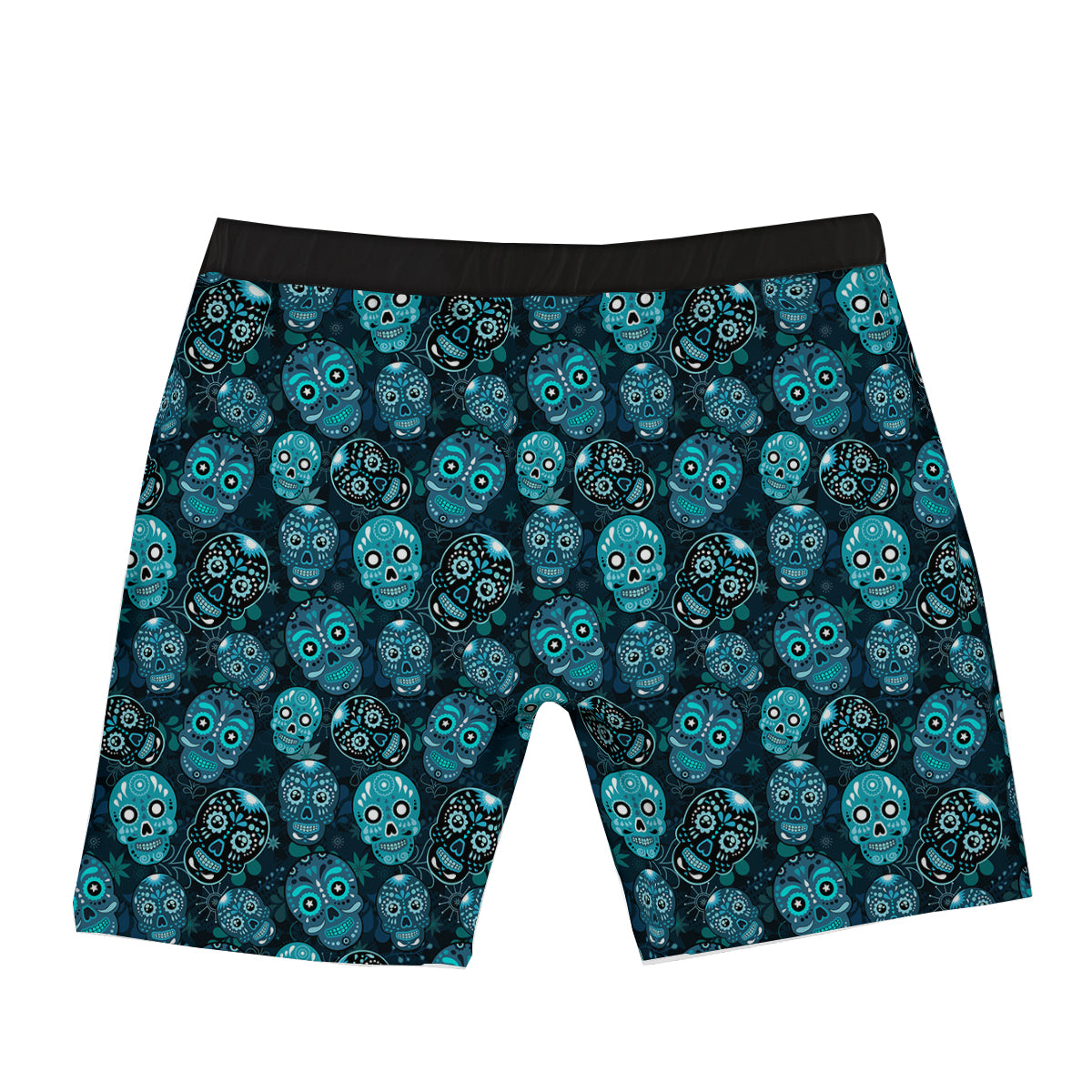 Blue Calavera Skull Print Pattern Boxer Briefs-grizzshop
