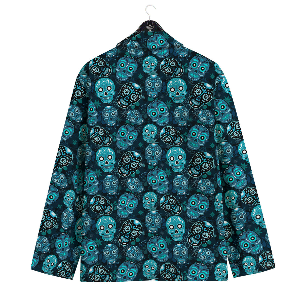 Blue Calavera Skull Print Pattern Men's Sport Coat-grizzshop