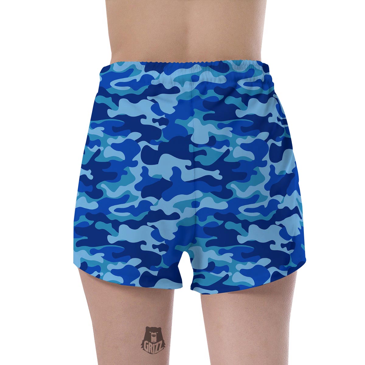 Blue Camo Print Women's Shorts-grizzshop