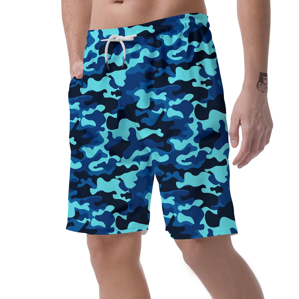 Blue Camoflage Print Men's Shorts-grizzshop
