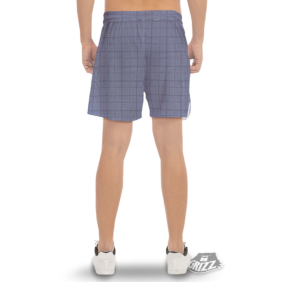 Blue Check Prince of Wales Print Men's Gym Shorts-grizzshop