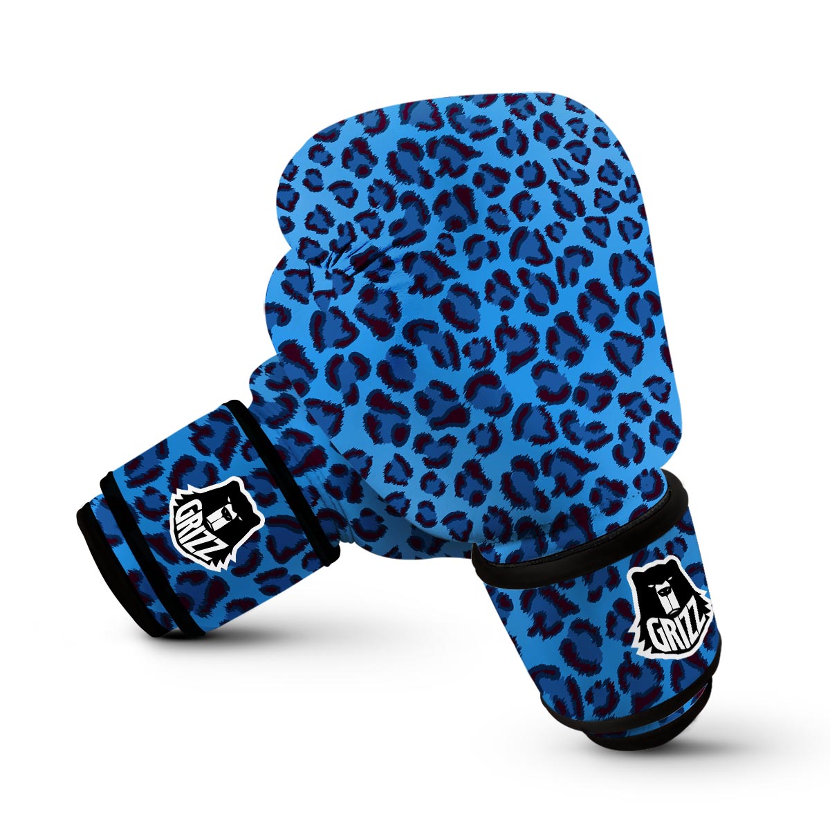 Blue Cheetah Leopard Pattern Print Boxing Gloves-grizzshop