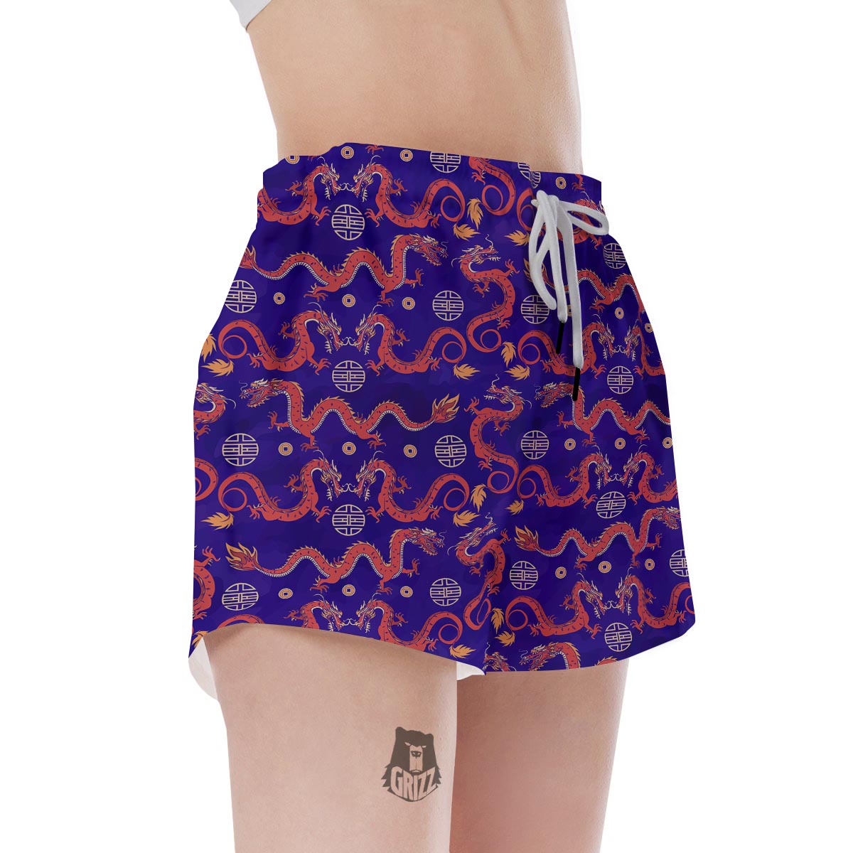 Blue Chinese Dragon Women's Shorts-grizzshop