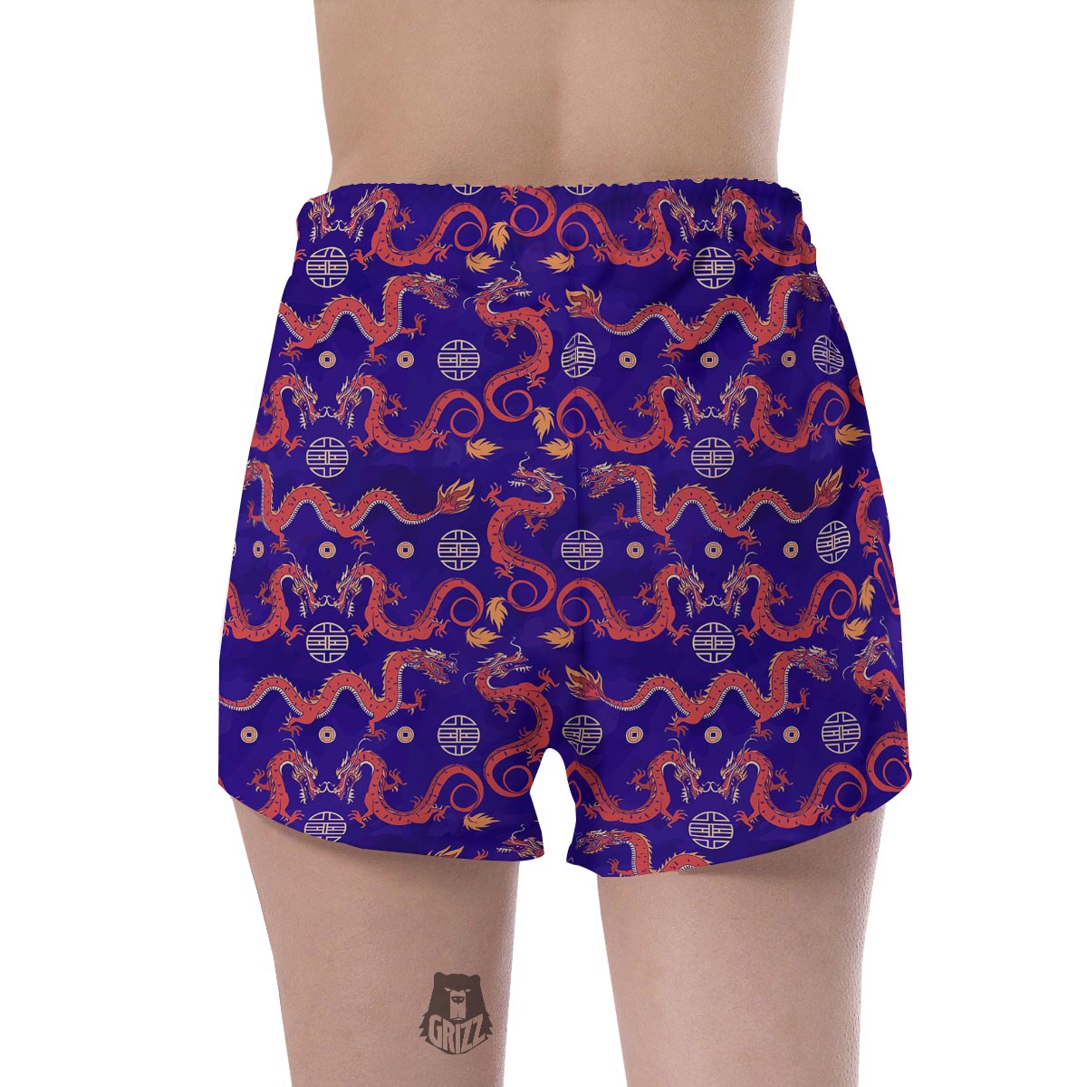 Blue Chinese Dragon Women's Shorts-grizzshop