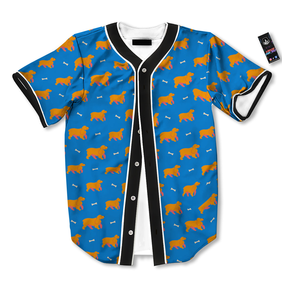 Blue Cocker spaniel Print Pattern Baseball Jersey-grizzshop