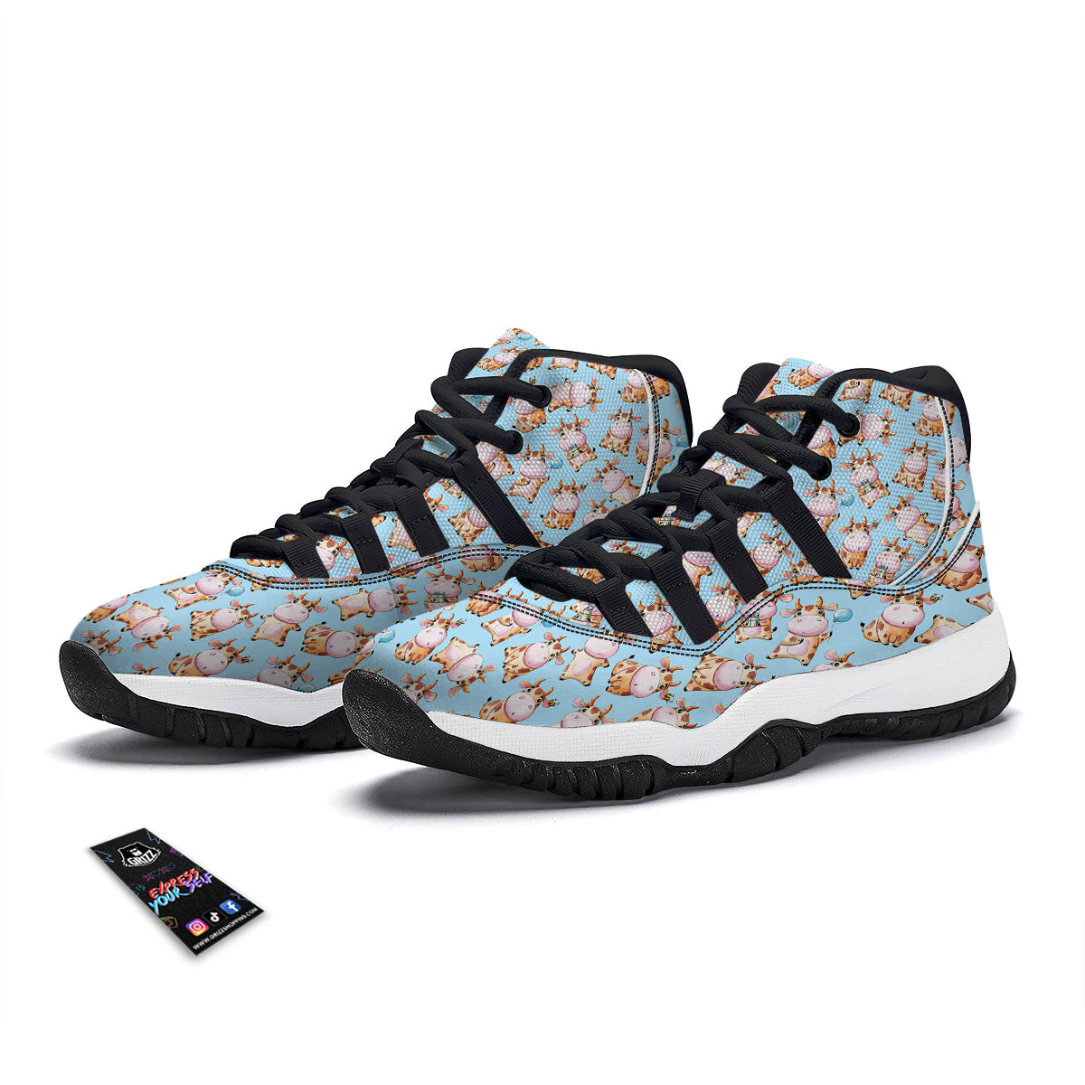Blue Cocker spaniel Print Pattern Black Bball Shoes-grizzshop