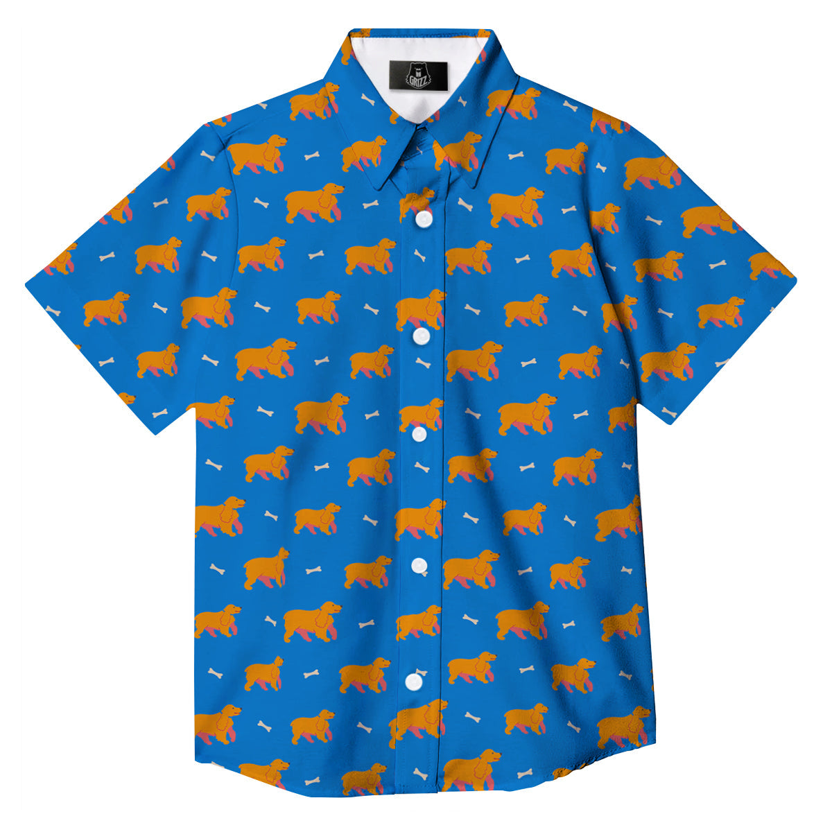 Blue Cocker spaniel Print Pattern Button Up Shirt-grizzshop