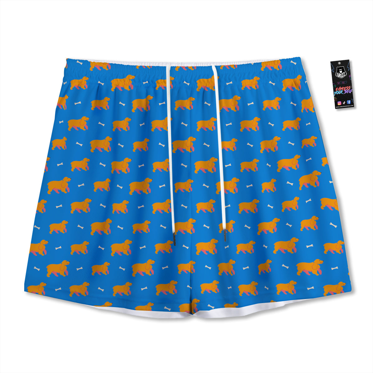 Blue Cocker spaniel Print Pattern Mesh Shorts-grizzshop