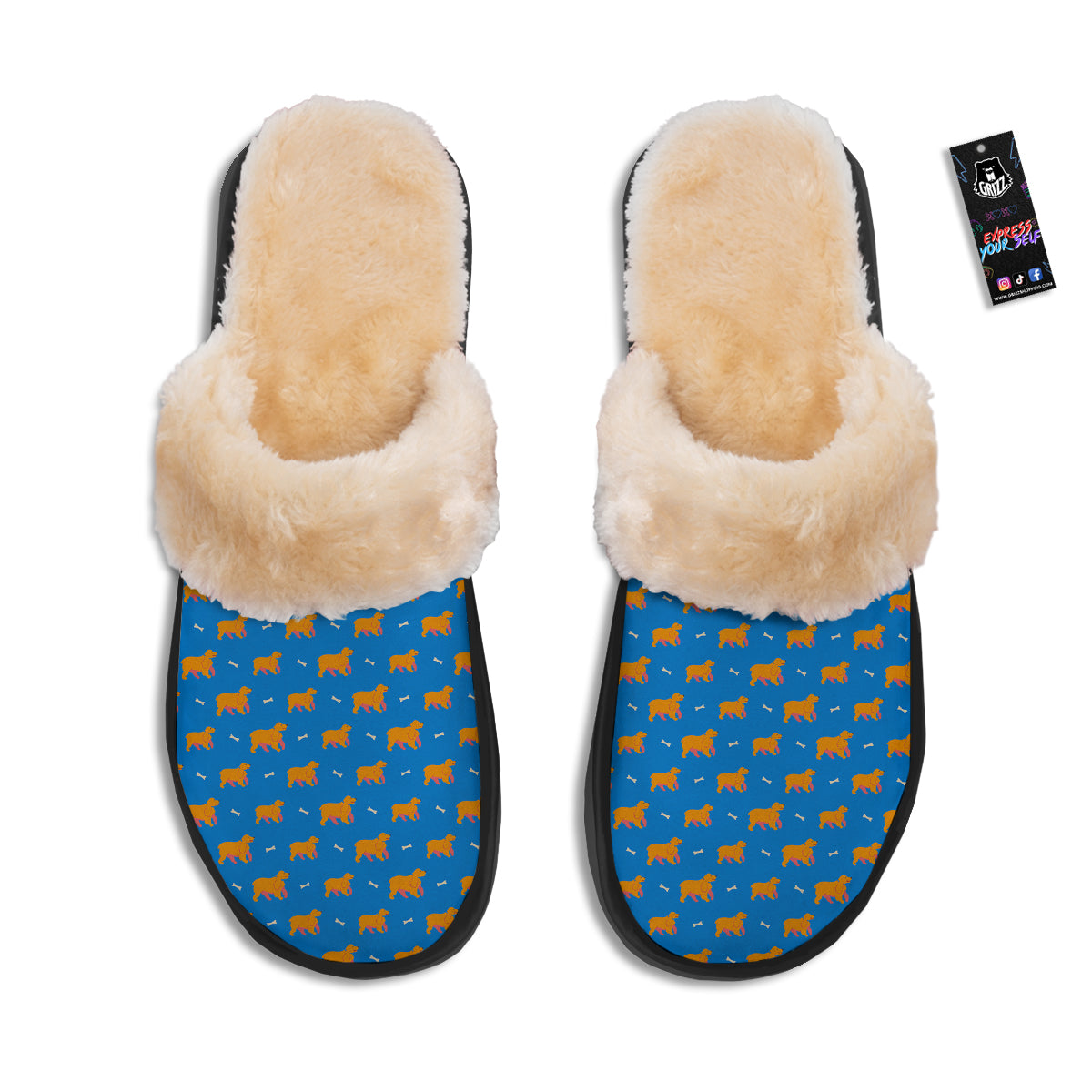 Blue Cocker spaniel Print Pattern Slippers-grizzshop
