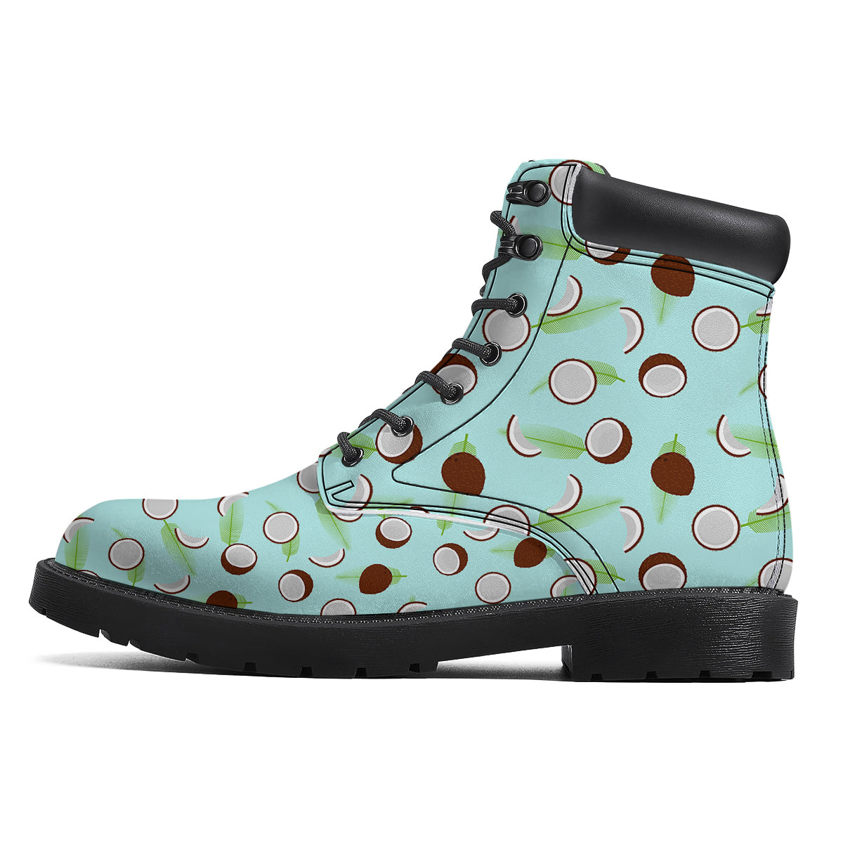 Blue Coconut Print Pattern Boots-grizzshop