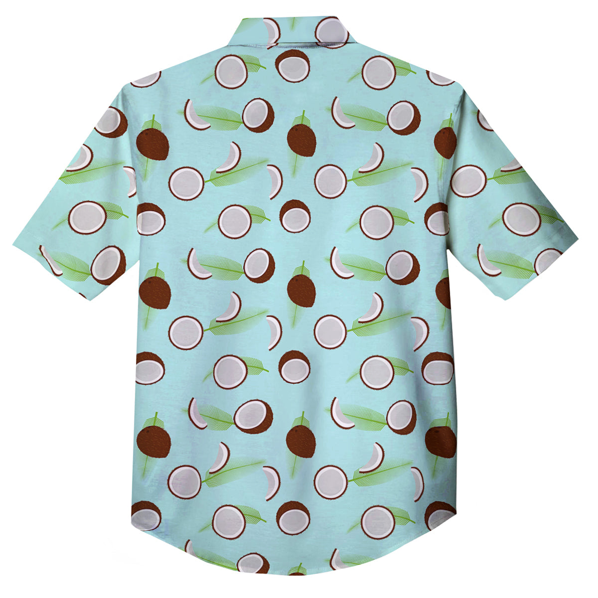 Blue Coconut Print Pattern Button Up Shirt-grizzshop
