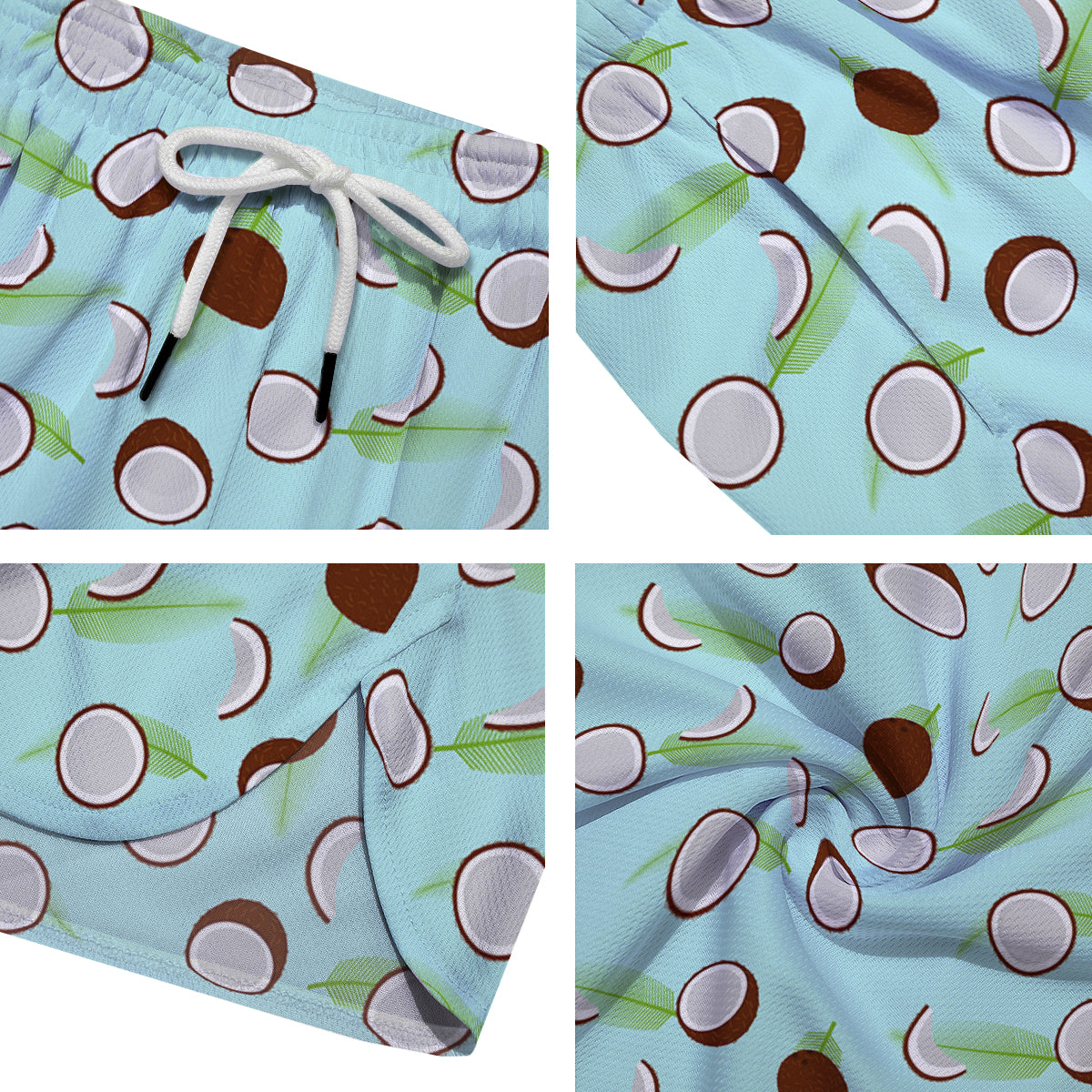 Blue Coconut Print Pattern Men's Running Shorts-grizzshop