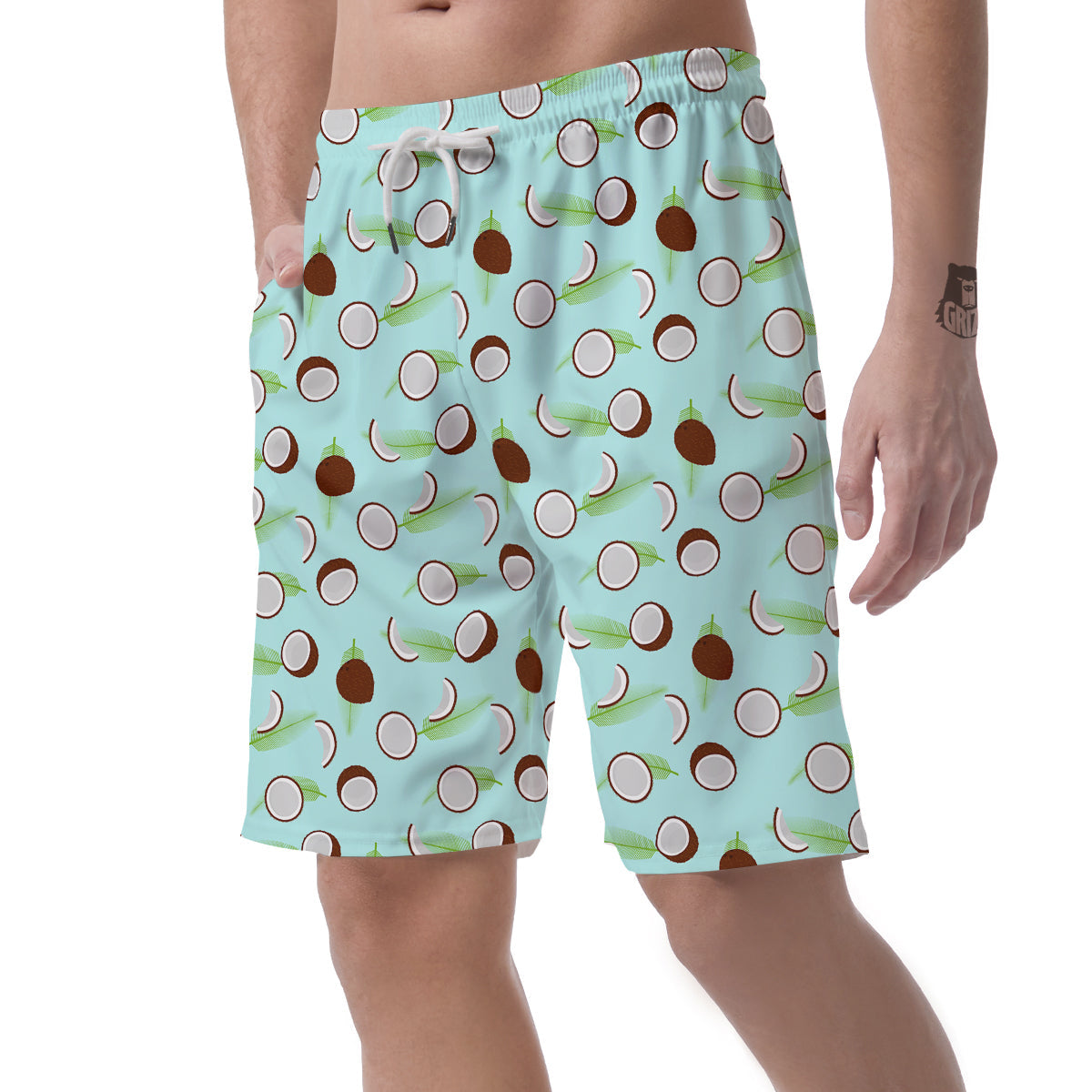 Blue Coconut Print Pattern Men's Shorts-grizzshop