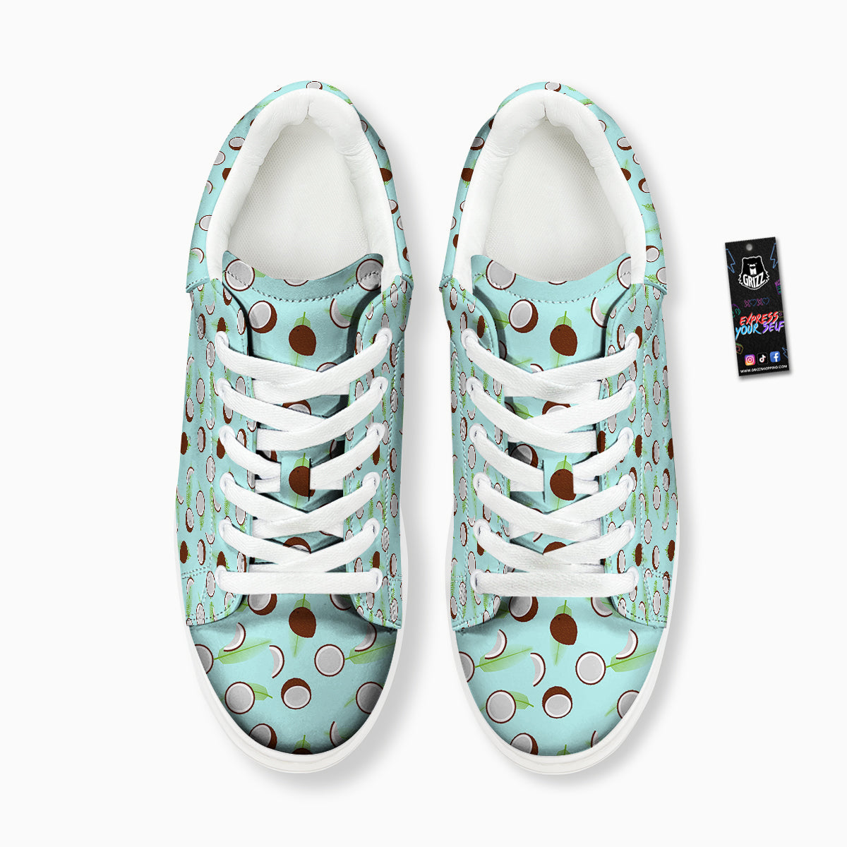 Blue Coconut Print Pattern Platform Shoes-grizzshop