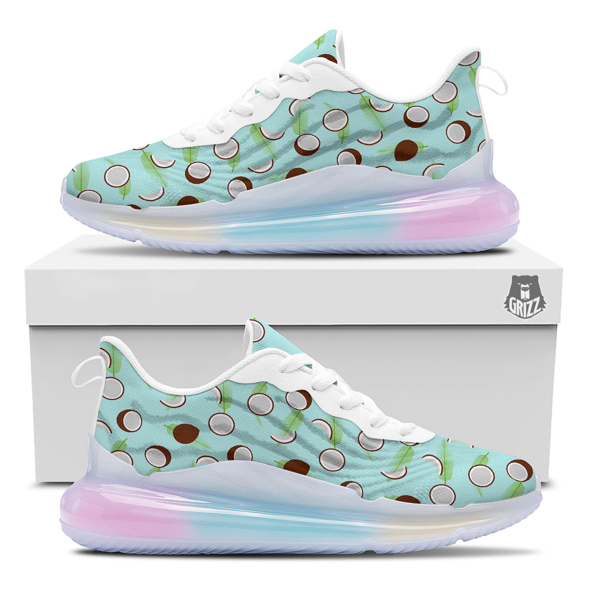 Blue Coconut Print Pattern Running Sneakers-grizzshop
