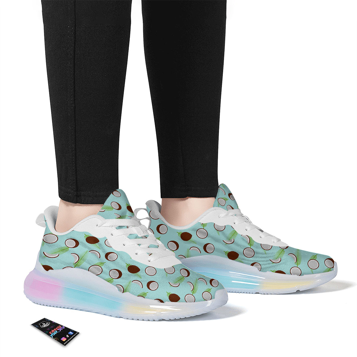 Blue Coconut Print Pattern Running Sneakers-grizzshop