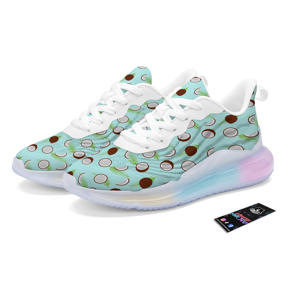 Blue Coconut Print Pattern Running Sneakers-grizzshop