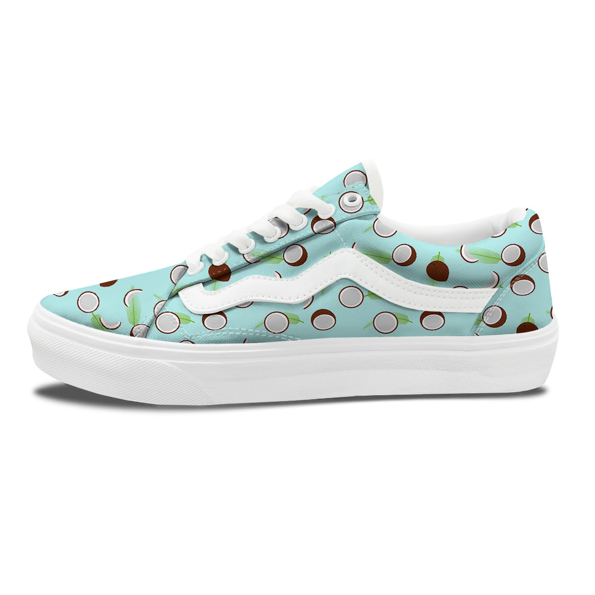 Blue Coconut Print Pattern Skate Shoes-grizzshop