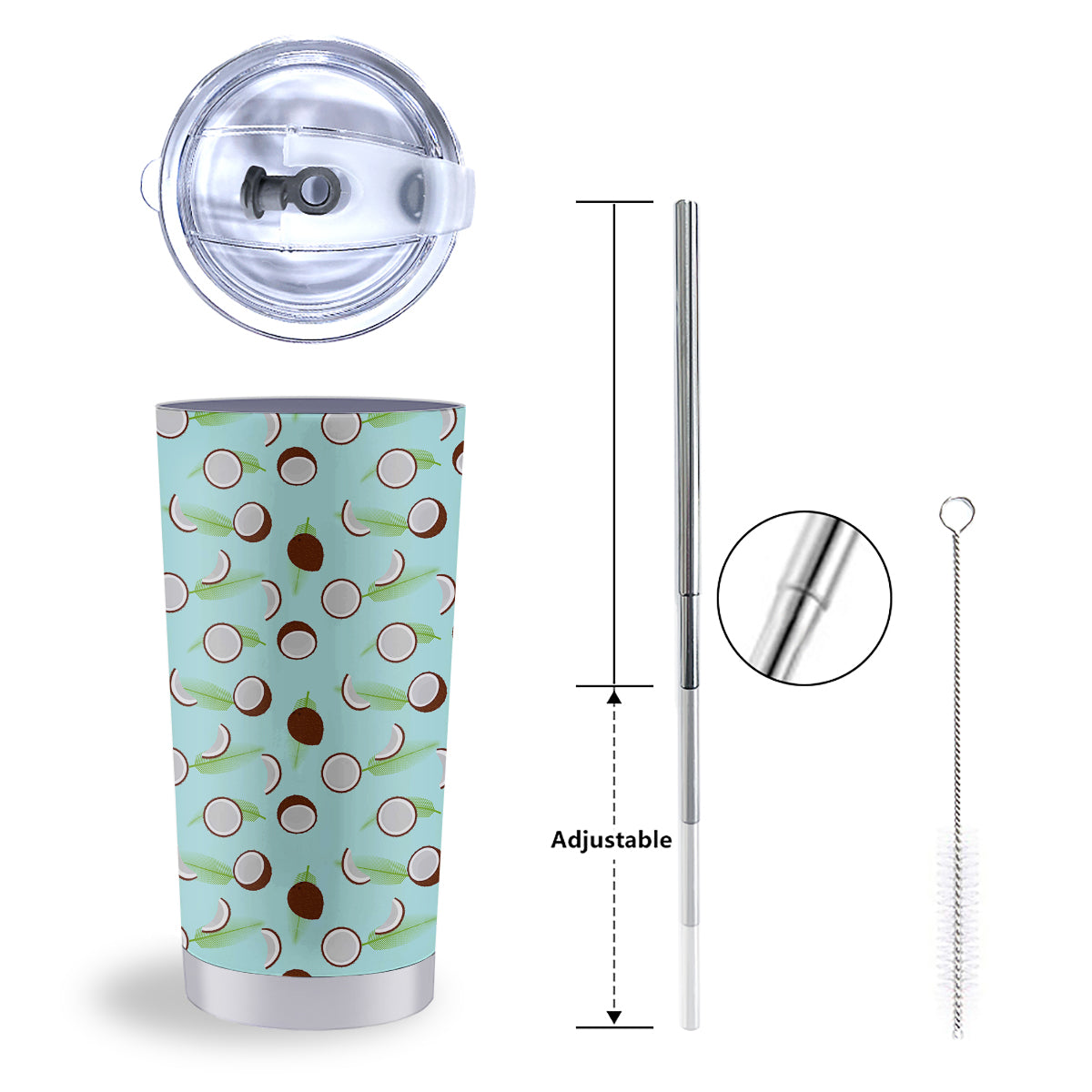 Blue Coconut Print Pattern Tumbler-grizzshop
