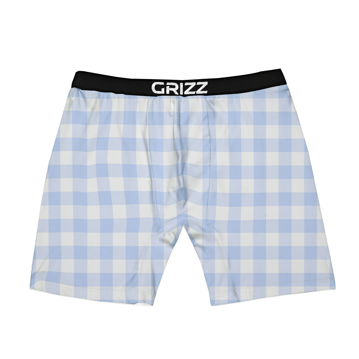Blue Cornflower And White Gingham Print Boxer Briefs-grizzshop