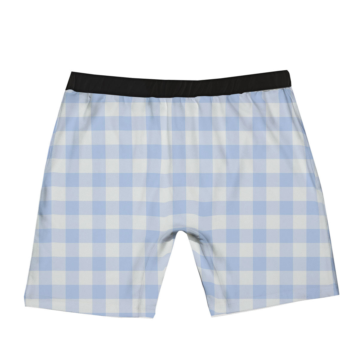 Blue Cornflower And White Gingham Print Boxer Briefs-grizzshop
