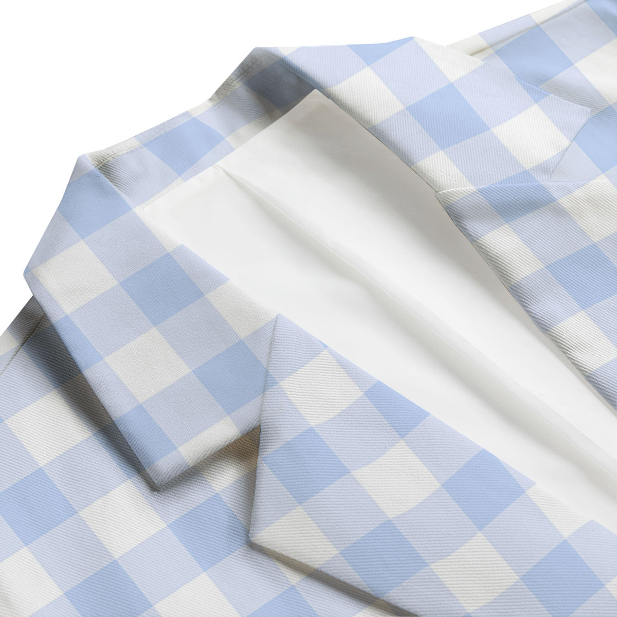 Blue Cornflower And White Gingham Print Men's Blazer-grizzshop