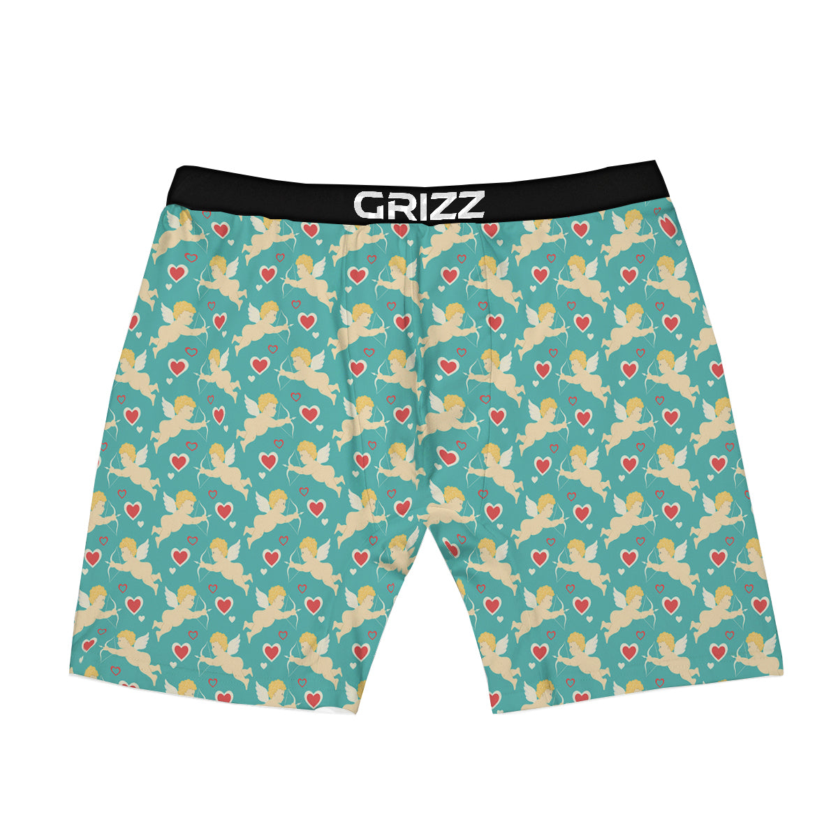 Blue Cupid And Heart Print Pattern Boxer Briefs-grizzshop