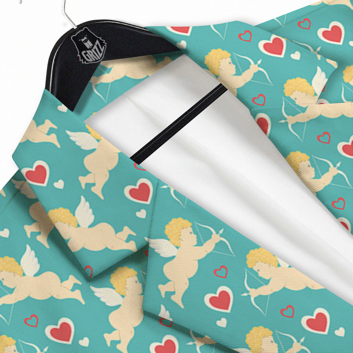 Blue Cupid And Heart Print Pattern Men's Sport Coat-grizzshop
