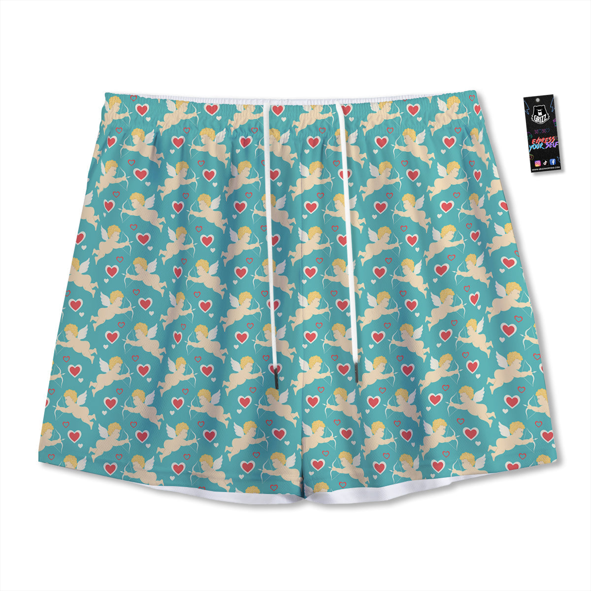 Cute White Grey Owl Print Pattern Mesh Shorts