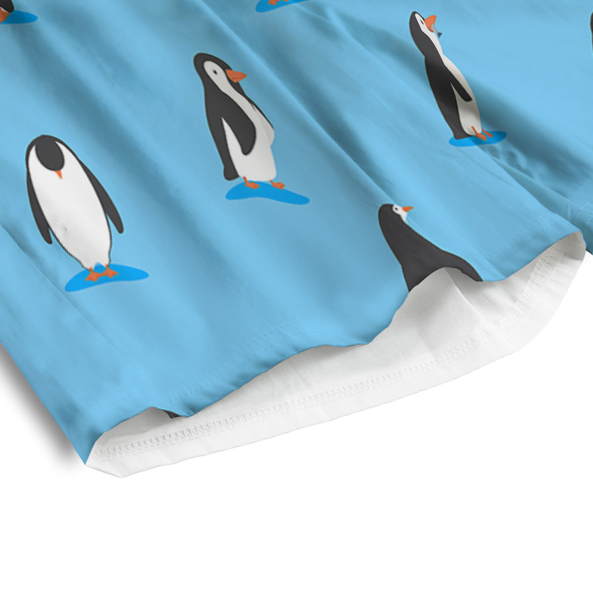 Blue Cute Penguin Print Pattern Men's Athletic Shorts