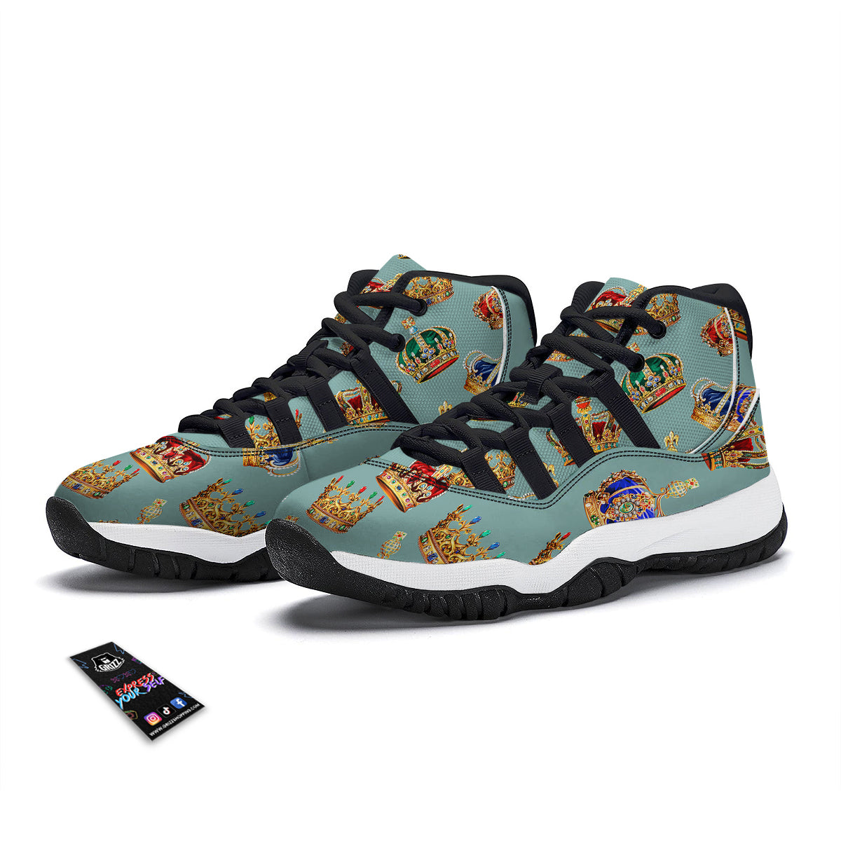 Blue Dancer Print Pattern Black Bball Shoes-grizzshop